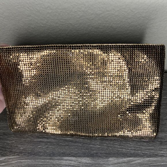 Vintage Whiting & Davis Copper Mesh Zipper Clutch Makeup or Travel Pouch Glam - Picture 4 of 10